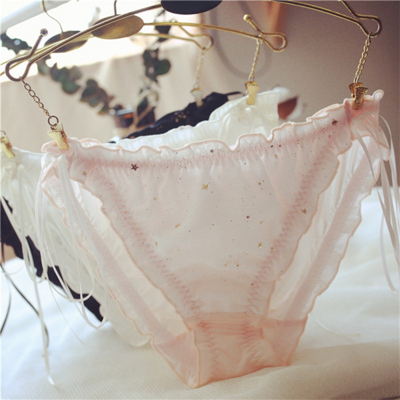 

Panties Sexy Women Underwear Ice Silk Panties Star Ribbon Middle Waist Ladies Briefs Large Size Ladies Underwear 2020