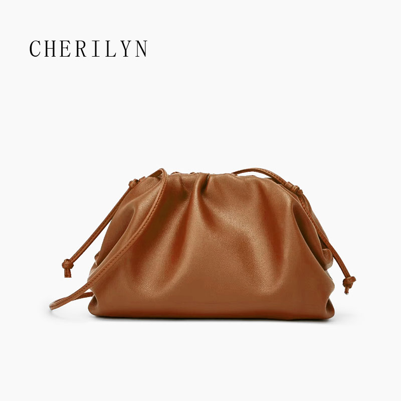 

2019 new B fashion cloud bag leather messenger bag clutch, White