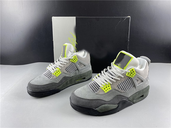 

2020 Newest Air Authentic 4 SE Neon Cool Grey Volt Wolf Grey Anthracite Men Basketball Shoes Sports Sneakers Luxury CT5342-007 With box, Grey green