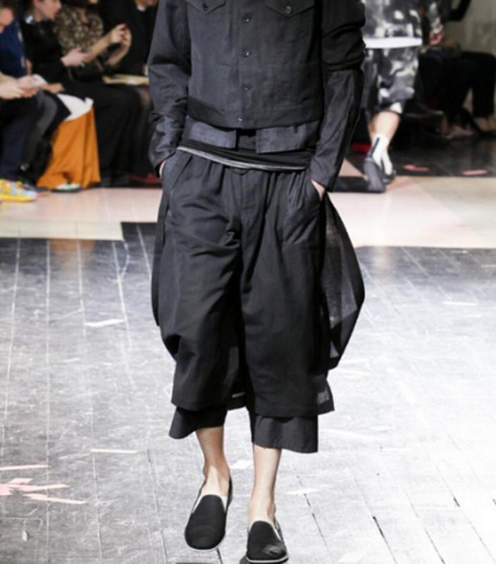 

27-44 New 2017 Men's clothing fashion GD dj Hair Stylist double layer casual harem pants plus size singer costumes, Black