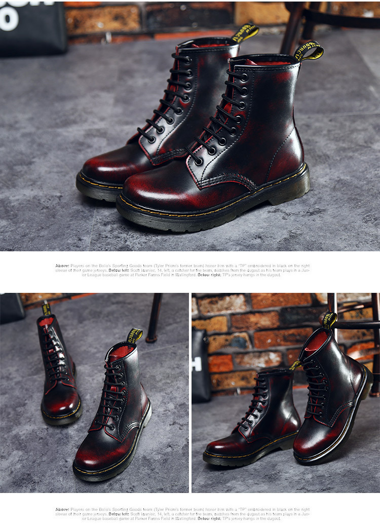 Ankle Boots Shoes Winter Autumn Fall Genuine Leather Lace Up Shoes Punk YDL-666 