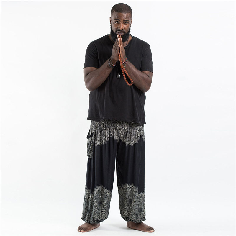 

Mens Baggy Harem Pants Festival Hippie Boho Trousers Hip Hop Sweatpants Vintage Thai Casual Loose Printed Pants Men, D101795f