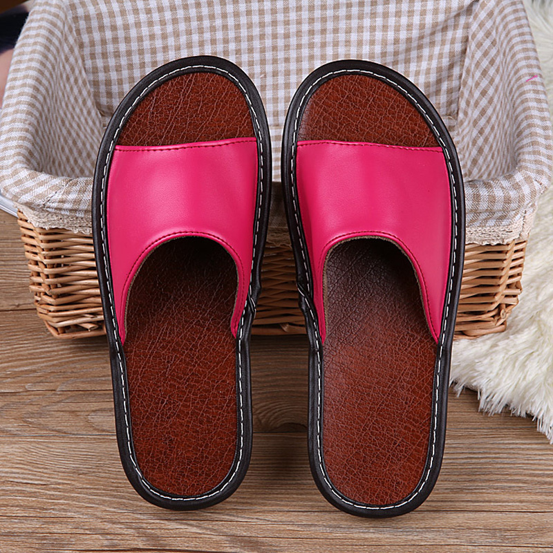 

STONE VILLAGE High Quality Summer Leather Slippers Shoes Non-Slip Indoor Home Slippers Couple Men And Women Shoes, Men chocolate