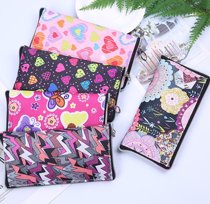 

DHL 50pcs 43*63cm Foldable Shopping Bag Women men Unisex Oxford Floral Printing Waterproof Zipper Large Capacity Totes, Mix random delivery