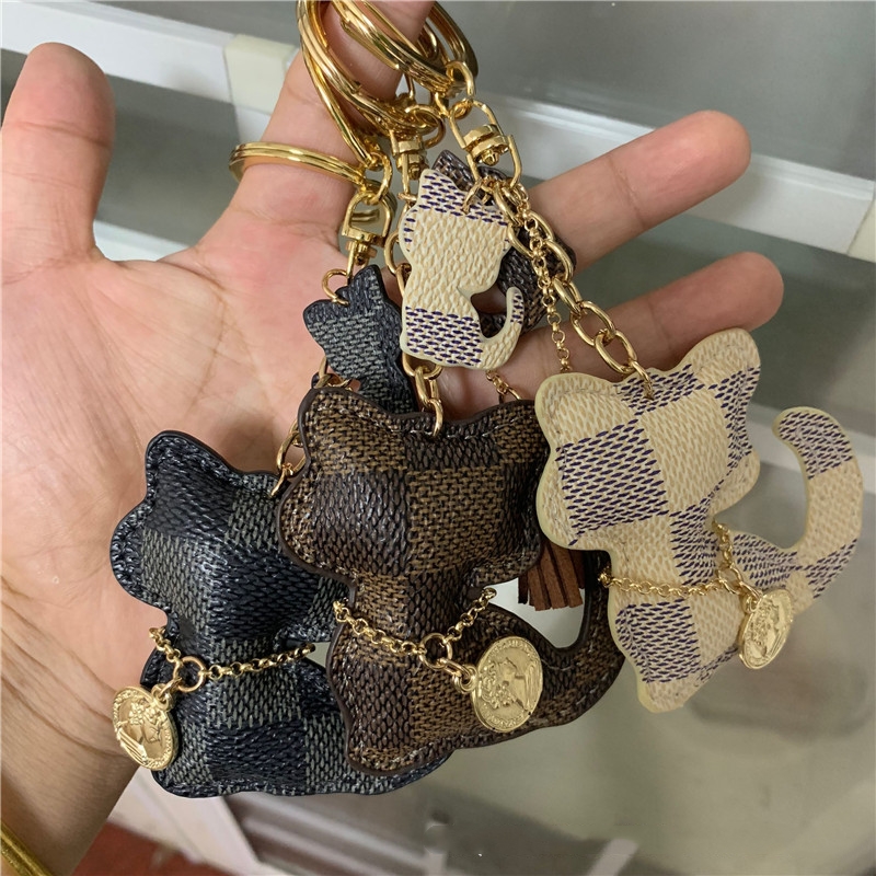 

Cat Bear Key Chains Accessories Tassel Key Rings PU Leather Teddy Car Keychain Jewelry Bag Charms Animal Design Pendant Keyrings Holder