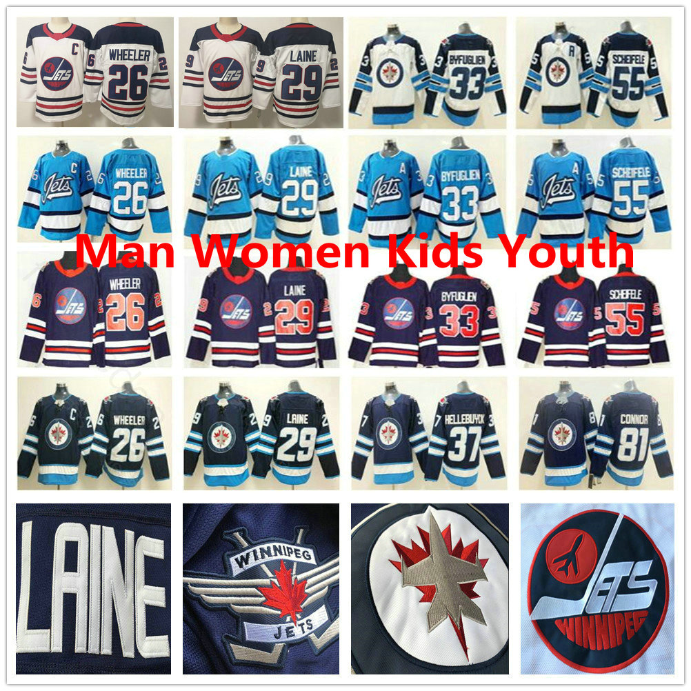 

Men Women Youth Kids Winnipeg Jets Ice Hockey 26 Blake Wheeler 37 Connor Hellebuyck 81 Kyle Connor 55 Mark Scheifele Stitched Jerseys, As picture men size s-xxxl