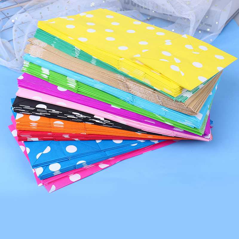 

10pcs/lot multicolor Popcorn Candy Gift Stand Up Dot Wrapper Bag Packing Pouch Kraft Paper Package