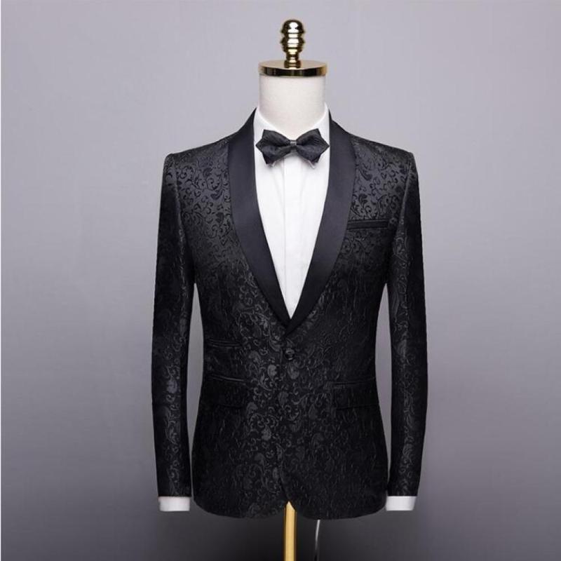 

New Man Slim British Style Wedding Blazer Casual Business Single Button Plaid Suits Jackets, Black
