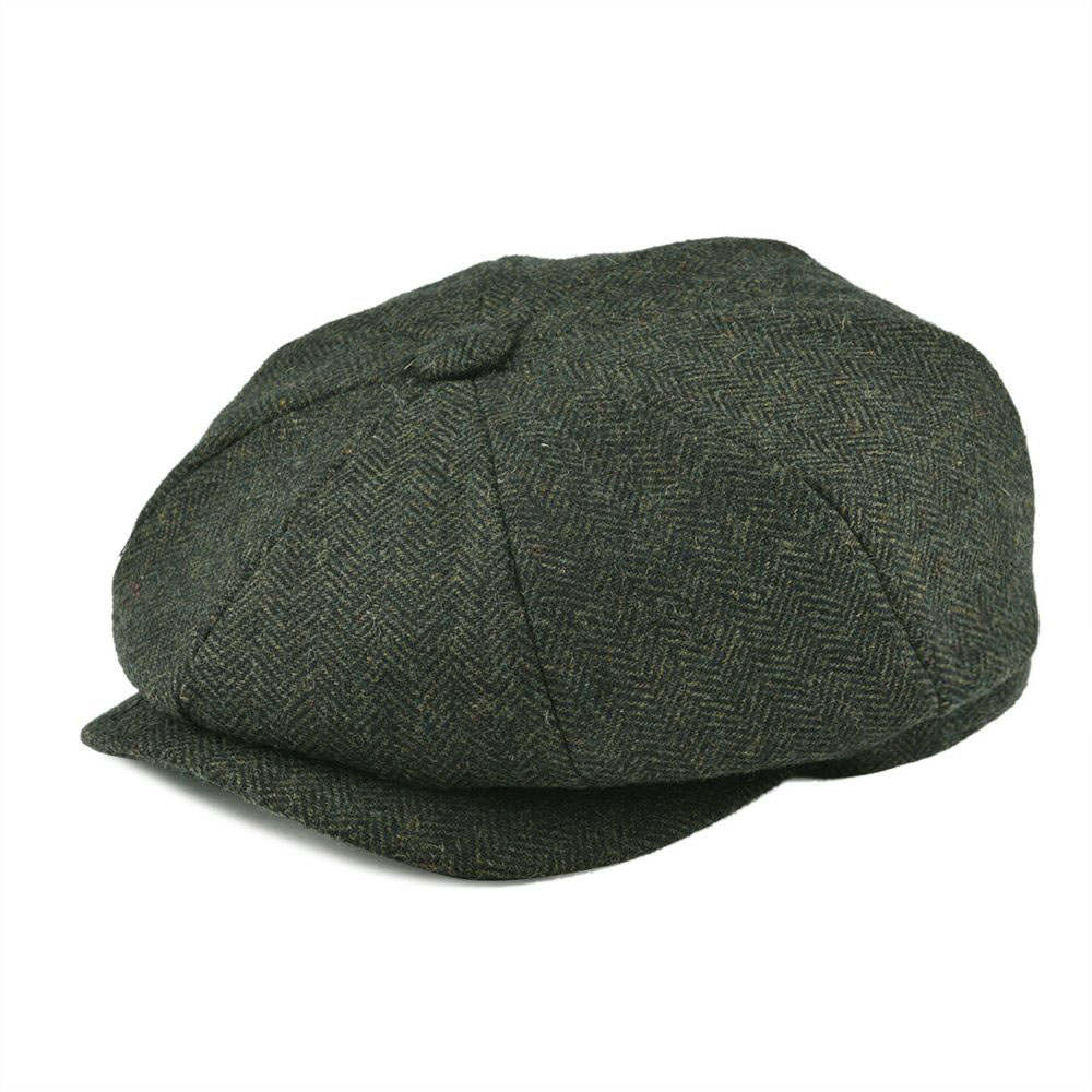 Mens  wool tweed Patterned 8-Panel Baker Boy Hat Cap country look