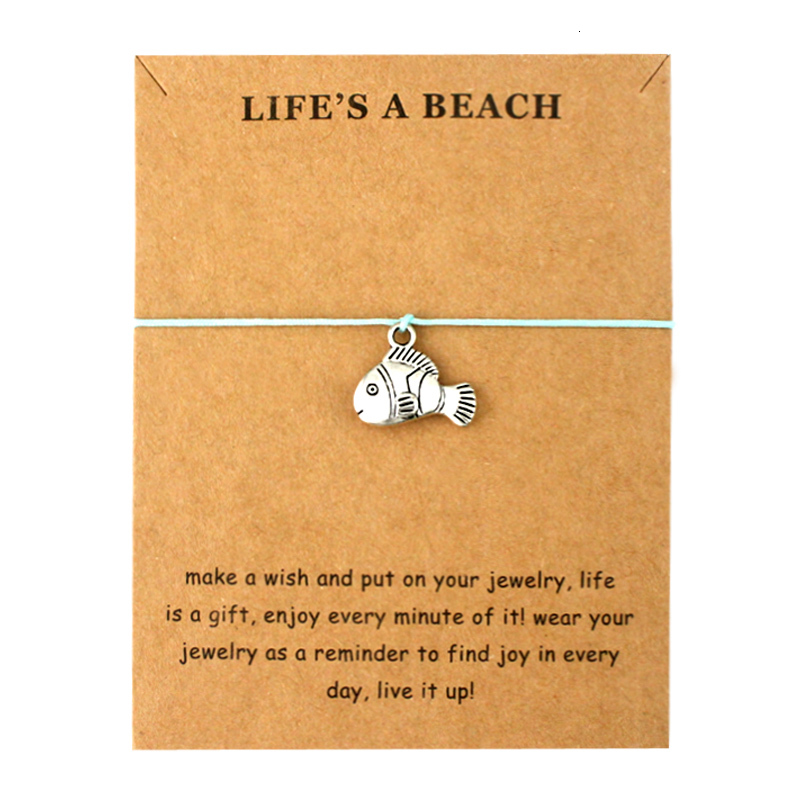 

Fish Antique Silver Charm Bracelets With Card Red Black Women Men Jewelry Custom Colors Drop Shipping