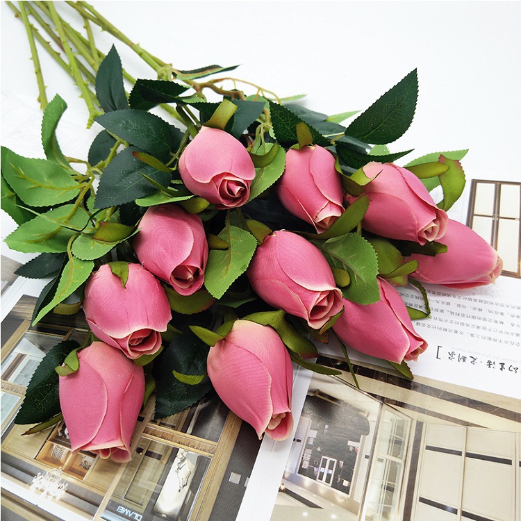 

Atificial Flowers Roses Buds Wedding Party Supplies Lovely Silk Rose Buds Flowers Romantic Artificial Fake Flower Home Decor, Pink