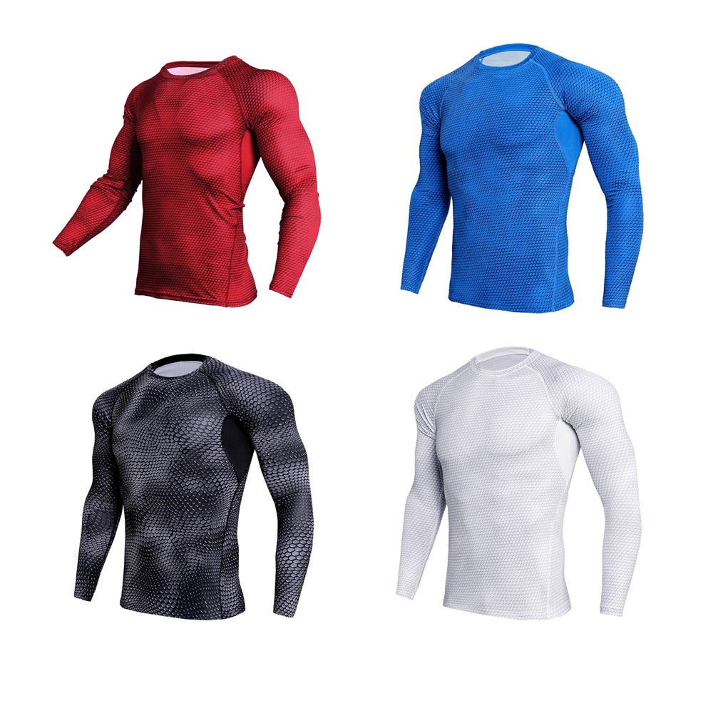 

New Long Sleeve Sport Shrt uDry Men's Rung Gym Clotig long Snke Gym Clothing Top Mens Rashga Socer Jesey, Colour 3