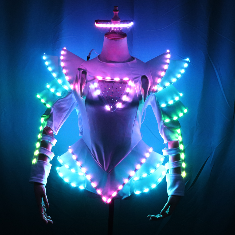Colorful Led Luminous Evening Party Dress Sexy Women Light Up Stage Performance Wedding Dress For Club Party Bar Halloween-image-535856251