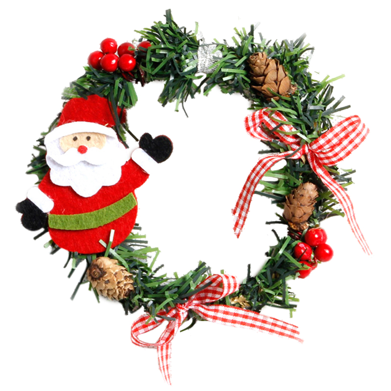 

2Pcs PVC Christmas Wreath Garland Christmas Decorations for Home Pine Snowman Santa Claus Door Decor Ornaments