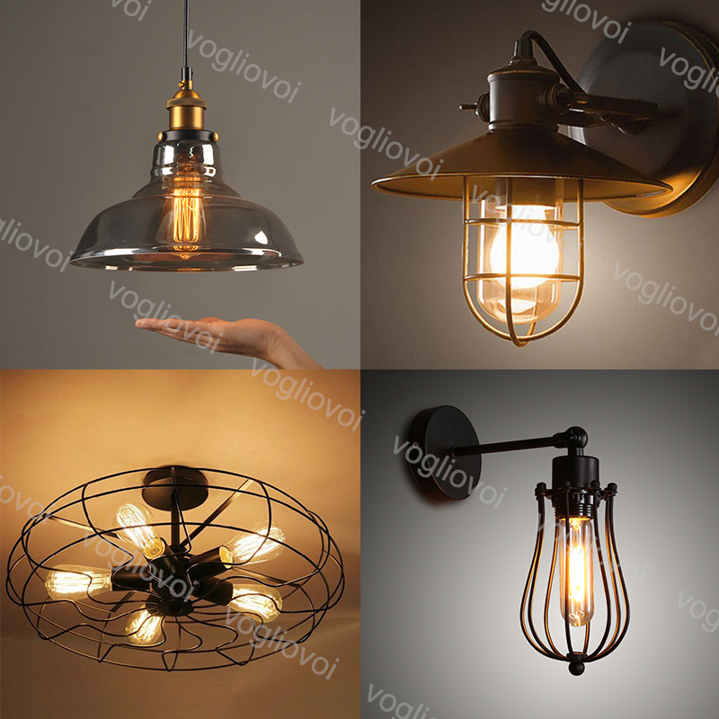 

Pendant Lamps Loft Retro Vintage Industrial Wall lights Ceiling Lamp Iron E27 For Clothing Store Fixture Kitchen Dinning Room Balcony DHL