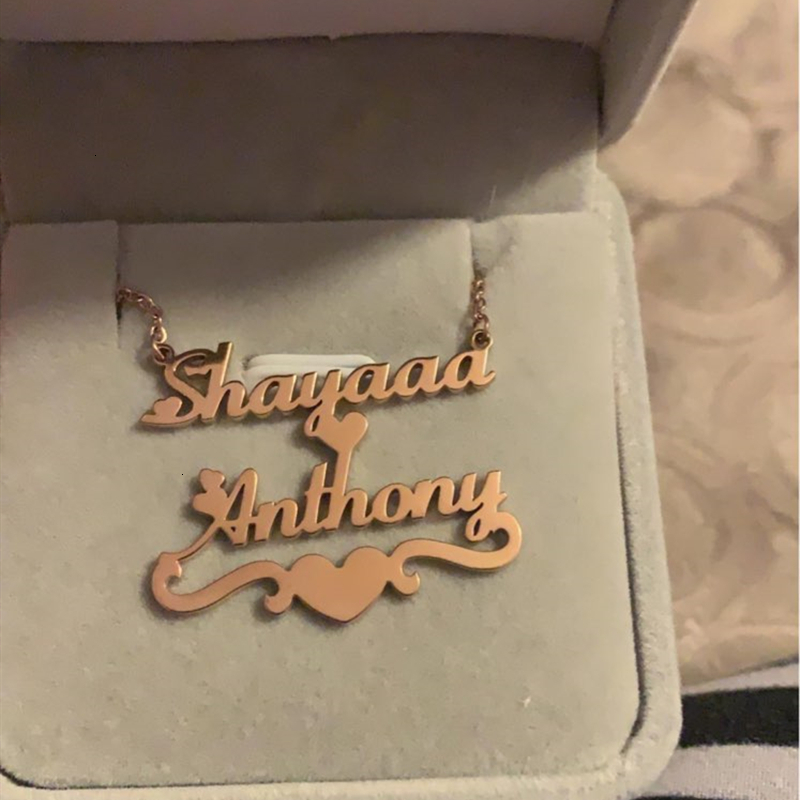 

Custom Couple Name Heart Necklace For Women Pendants Personalized Double Name Necklaces Handmade Gifts Wedding Jewelry