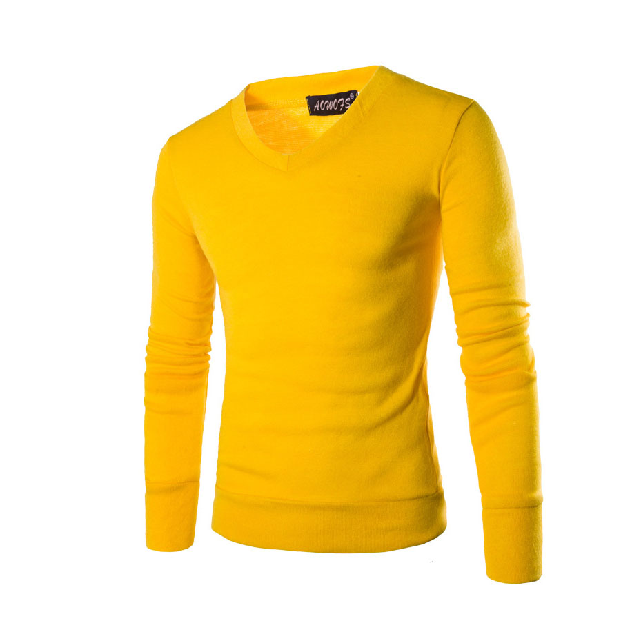 

Hot 2020 autumn winter V neck bottoming sweater streetwear trendy high quality plush sweater 7 colors pull homme, Black