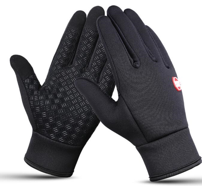 

popular Touch screen glove cold proof men women Sports Gloves fleece thickened Winter outdoor riding warm waterproof Training yakuda fitness, Black