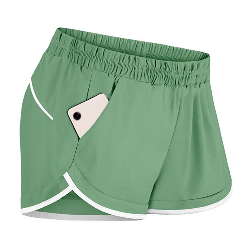 

Summer Sexy Mini Sport Yoga Shorts Women's Home Gym Run Elastic Waist Workout Shorts with Liner Pockets mallas cortas mujer, Blue