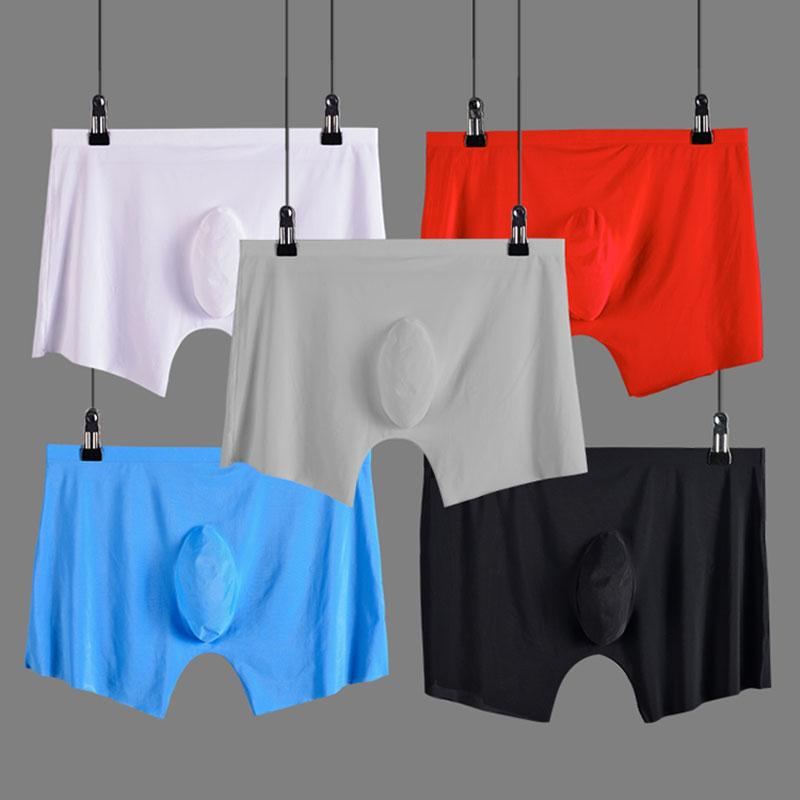 

4pcs/lot Men Underwear Boxer Shorts Mens Ice Silk Seamless U Convex Very Soft Sexy Kilot Male Men's Underpants Cueca Boxer Homme, Black