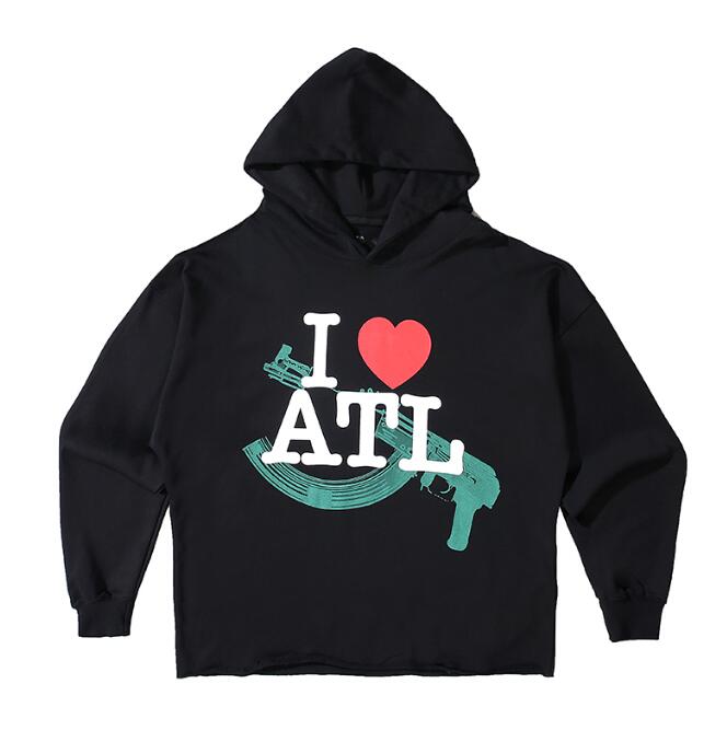 

19SS Men women Hoodie sweatshirt Pullover I love ATL High-quality temperament loose Casual oversize Size -XL, Black