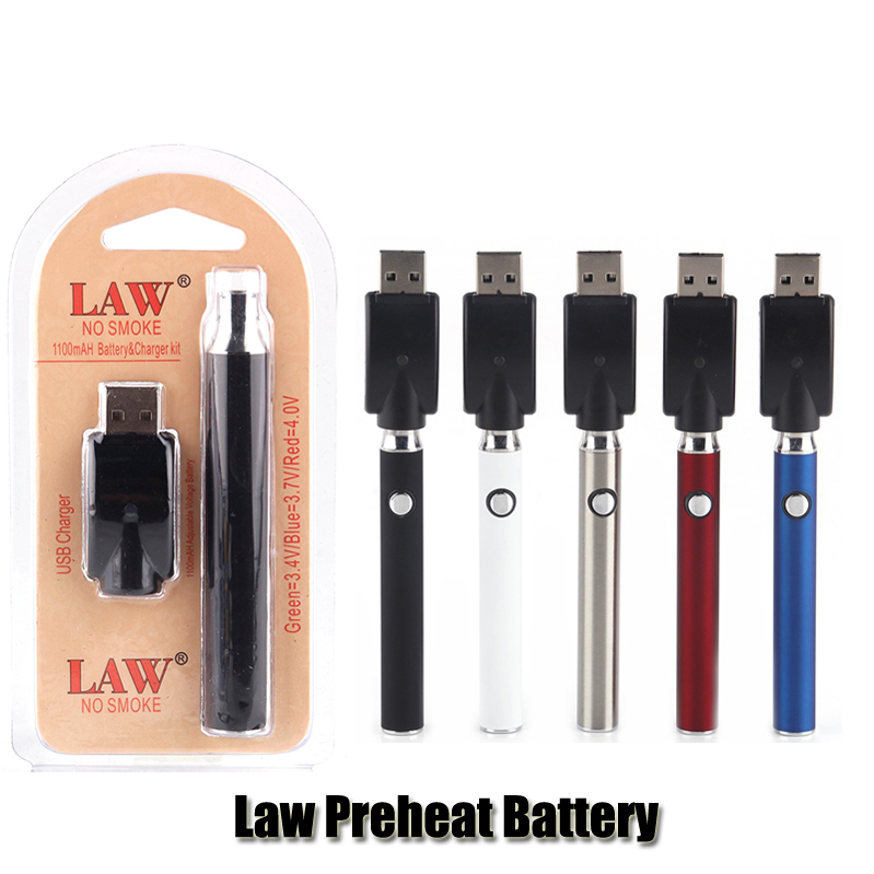 

Law Preheating VV Battery Charger Kit 350/650/1100mAh PreHeat O Pen Bud Touch Variable Voltage Vape Battery For Ceramic Thick Oil Cartridge, Black