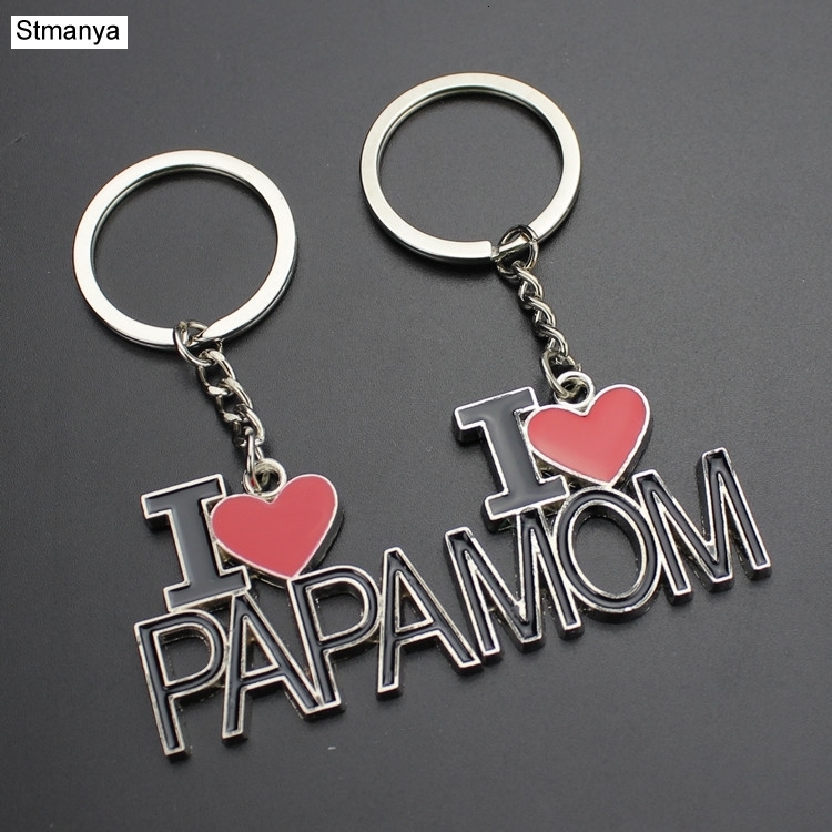 

New Mom Papa Metal Keychains Fashion Gift Car Key Ring Charm Bag Accessories For Mom Dad Best Jewelry Gift