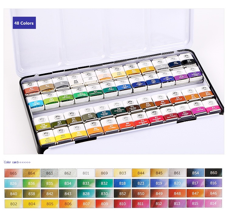 

MUNGYO Professional watercolor paints MWPH series 12/24/48 colors pigment pan type iron packing art drawing paint