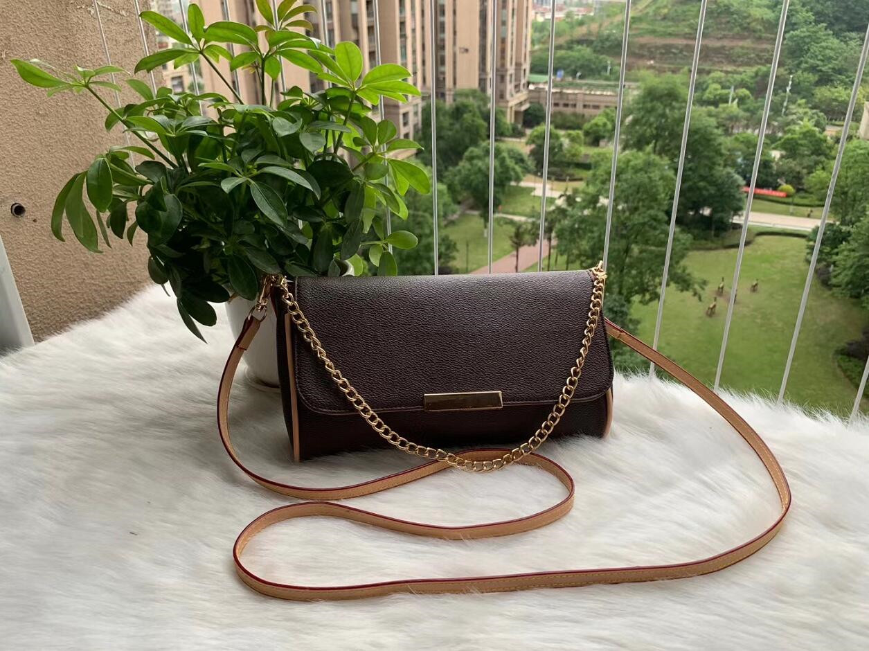 

PU Real leather 40718 favorite luxury handbag fashion crossbody women bag favorite design chain clutch leather strap, Brown flower