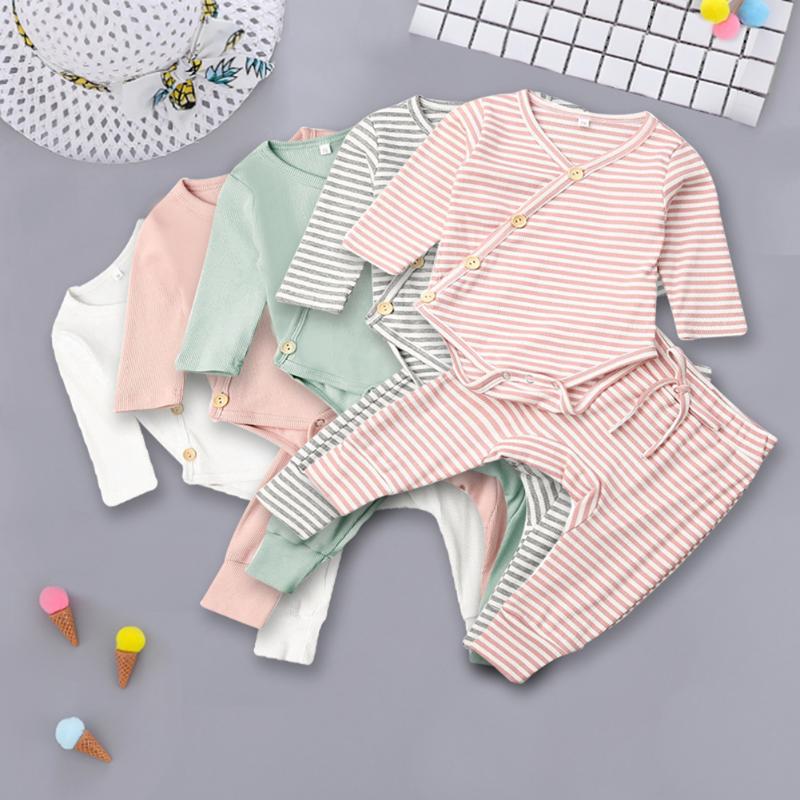 

Summer 2 Pieces Children Toddler Kids Clothes Set Cotton Long-Sleeve Button Rompers Pants Two Piece Set Clothing, White