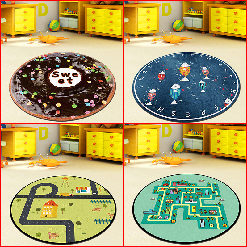 

Cartoon Round Floor Mat for Living Room Bedroom Super Soft Computer Chair Balcony Study Coffee Table Modern Home Decor Area Rug, 02