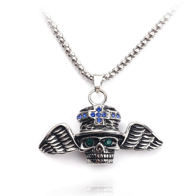 

Pendant Necklaces Wholesale High Quality Alloy Jewelry Skull Mens Necklace Women For Man Punk Wing Good Detail Choker