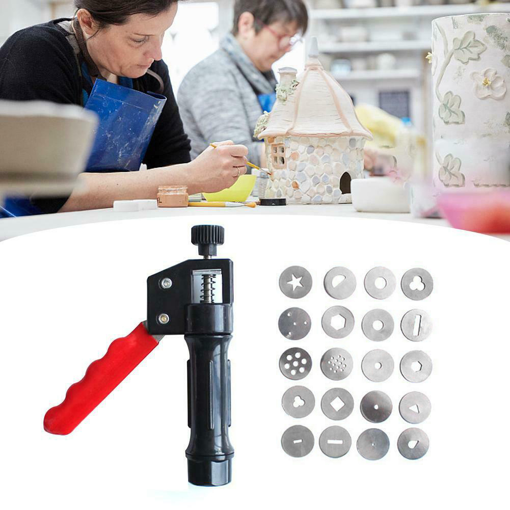 

Clay Extruder Hand-held Soft Clay Mud Squeezer with 20 Different Nozzles Biscuit Cake Decorating LB88