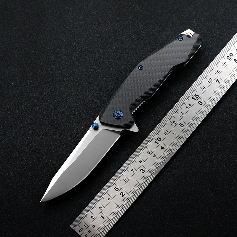 

New carbon fiber folding knife 440C high hardness blade pocket clip quickly open camping knife tactical EDC holiday gift fruit knife