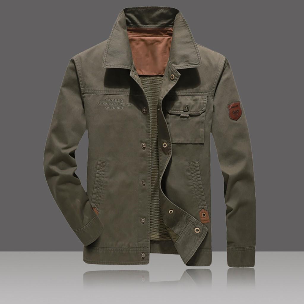 

Men's Jacket Coat Autumn Winter Casual Outwear Pure Color Zipper Breathable Jacket Raincoat Male Hooded Windbreaker Coat Q6202, Khaki