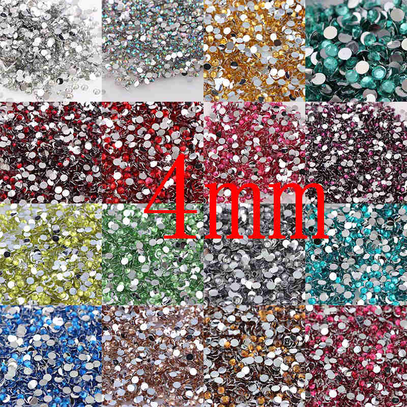 

1000pcs 4mm 25 Colors Round Resin Flatback Rhinestones For DIY Nail Art Jewelry Decorations