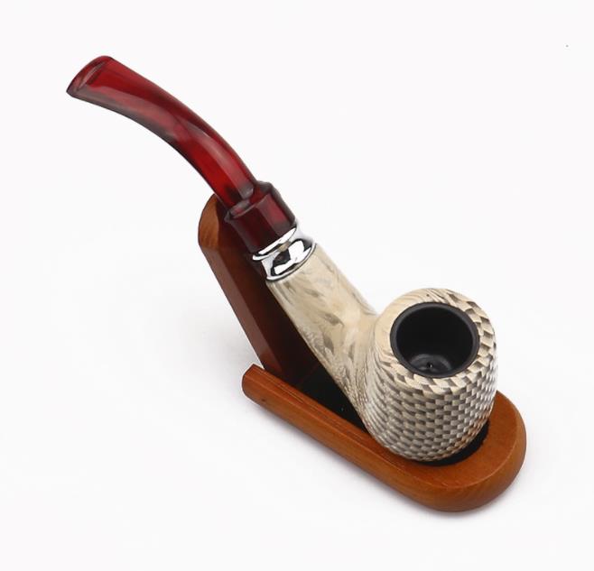 

Hot-selling fashion Plaid pipe filter cigarette holder bakelite pipe straight handle acrylic pipe red cigarette holder
