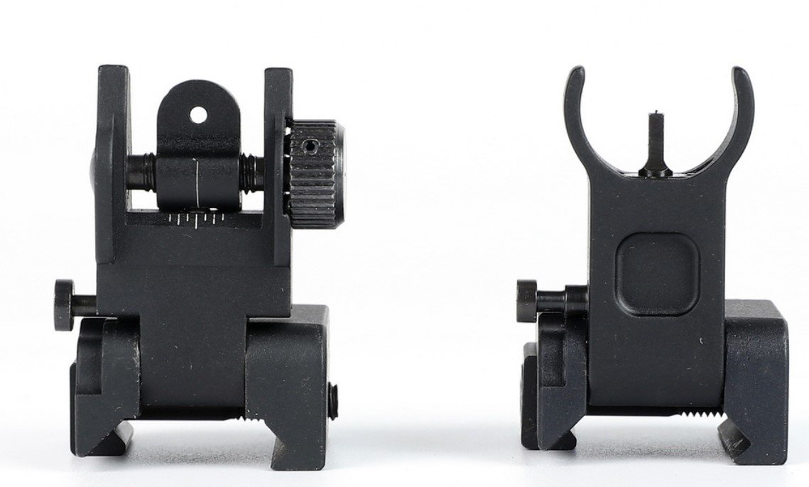 

Tactical Quick Deploy Flip up Low Profile Front and Rear Sight Set Standard Tactical AR-15 Flat-Top with Windage Adjustment