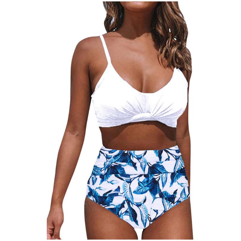 

Sexy Bikini Set 2020 Lady Vintage Retro Floral Ruffle Swimwear Women Female High Waist Swim Suit Plus Size Monokini Trikini