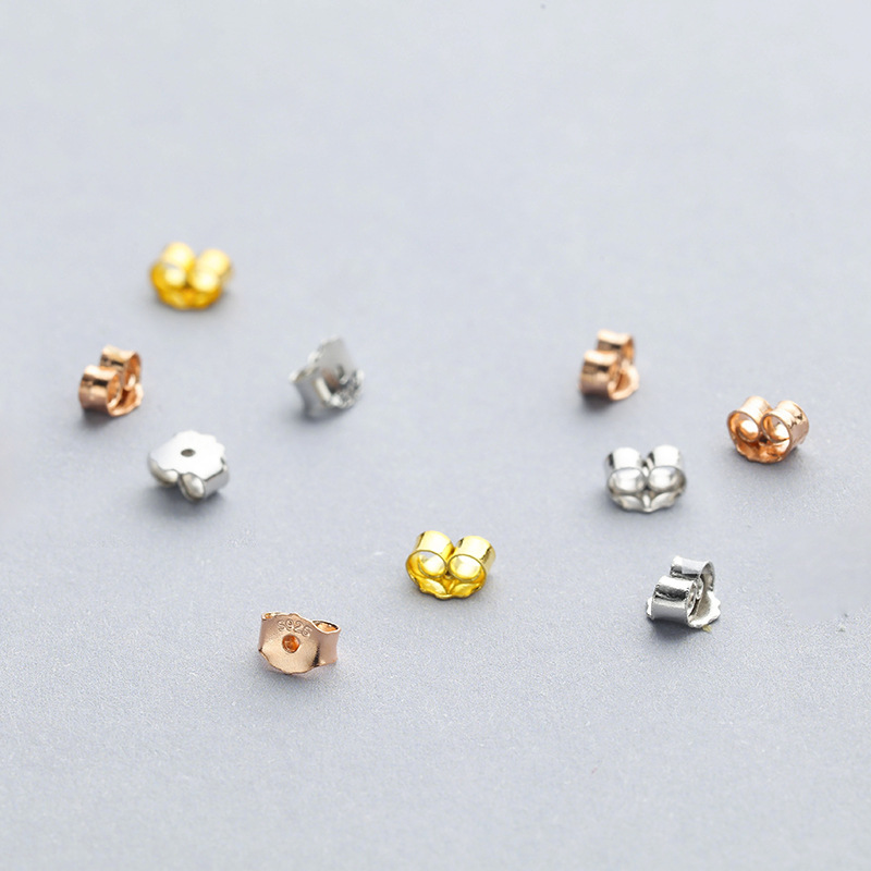 Sterling Silver Earring Back Clips Bullet Shape Earring Backs Butterfly Metal Rubber Plastic Secure Earring Backs for Safety PS8A008-image-497882562