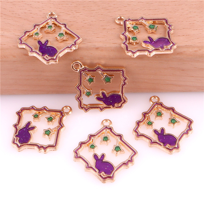 

30pcs Rabbit Star 21*24mm Alloy Enamel Charms Jewelry Making Drop Oil Pendant DIY fit Bracelet Necklace Fashion Accessory, Silver