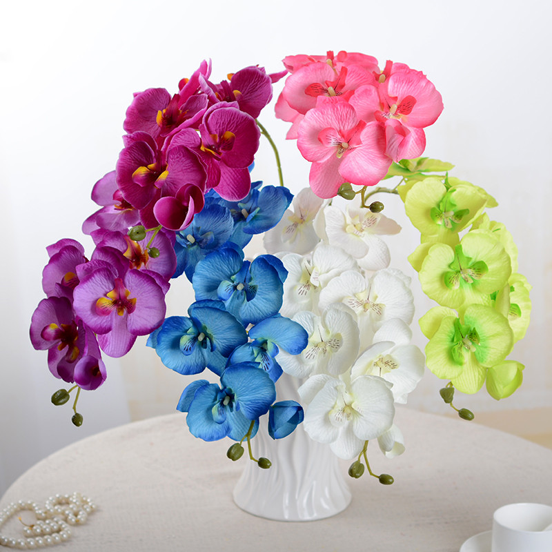 10Pcs/lot Lifelike Artificial Butterfly Orchid flower Silk Phalaenopsis Wedding Home DIY Decoration Fake Flowers artificial flower decor-image-513828244