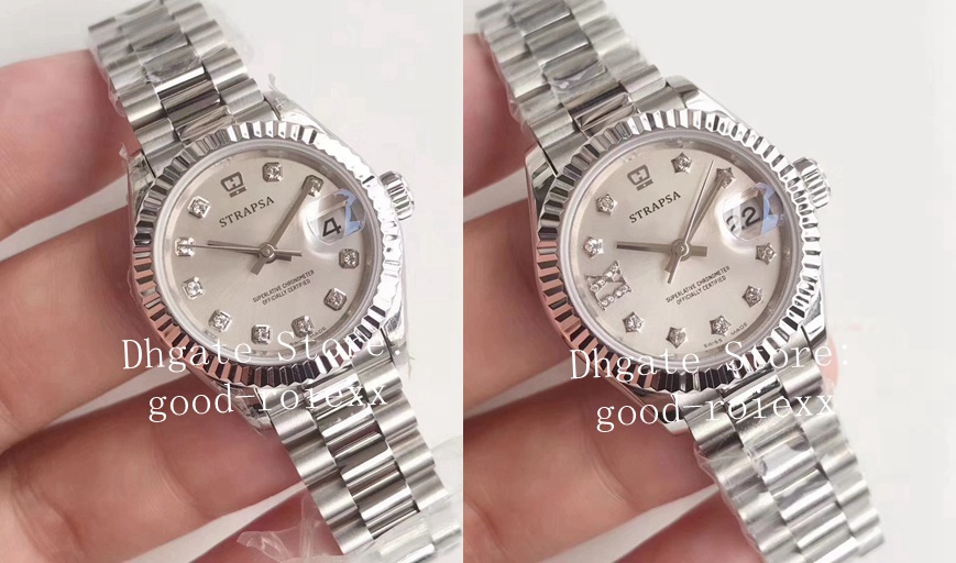 

28mm Ladys Automatic 2671 Watches Women's Watch Eta 279175 Steel Ladies President 279174 Sapphire 279160 Girls Women Perpetual Wristwatches, Silver