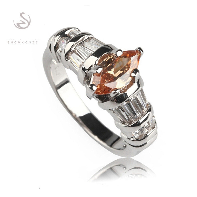 

SHUNXUNZE Noble Generous Wedding rings Jewelry & Accessories for women Flash sale champagne Cubic Zirconia Rhodium Plated R163 size 6 7 8 9