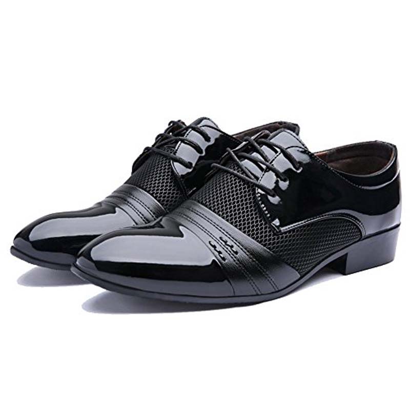 

Men Oxfords Leather Shoes Breathable Suit Formal Shoes Italian Man Dress Pointy Shoes Male Vintage Black Brown