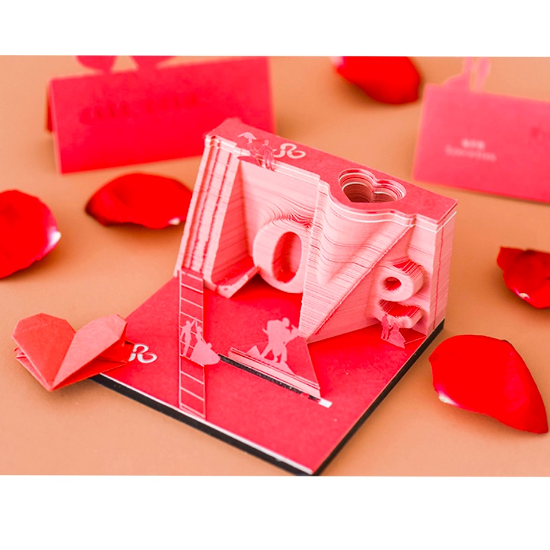 

Creative Lovely Notepad Architectural Creative Paper Carving Note Memo Pad Plaid Paper Ancient Style LOVE Gift birthday Gift