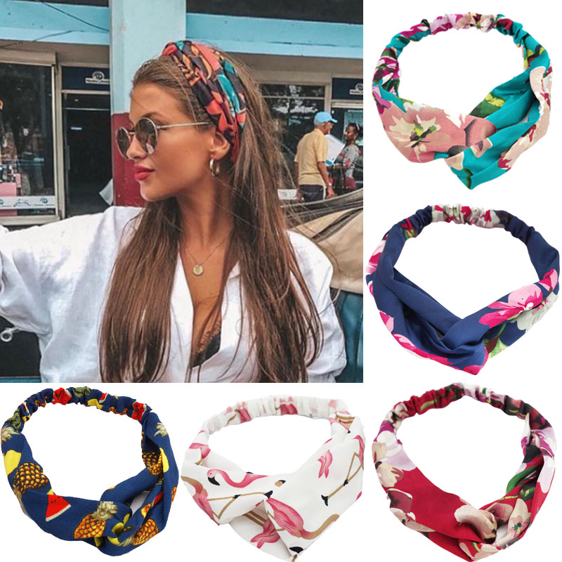 

Fashion Women Girls Bohemian Hair Bands Print Headbands Vintage Cross Turban Bandage Bandanas HairBands Hair Accessories