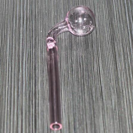 

14cm All pink Curved Glass Oil burners Glass Bong Water Pipes with different colored glass balancer for smoking