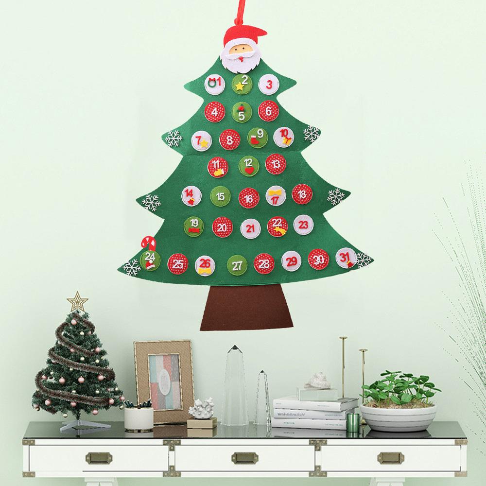 

DIY Felt Christmas Tree Set with Hat Hang Ornaments for Kids Xmas Gifts New Year Party Door Wall Hanging Decor Supplies #2F