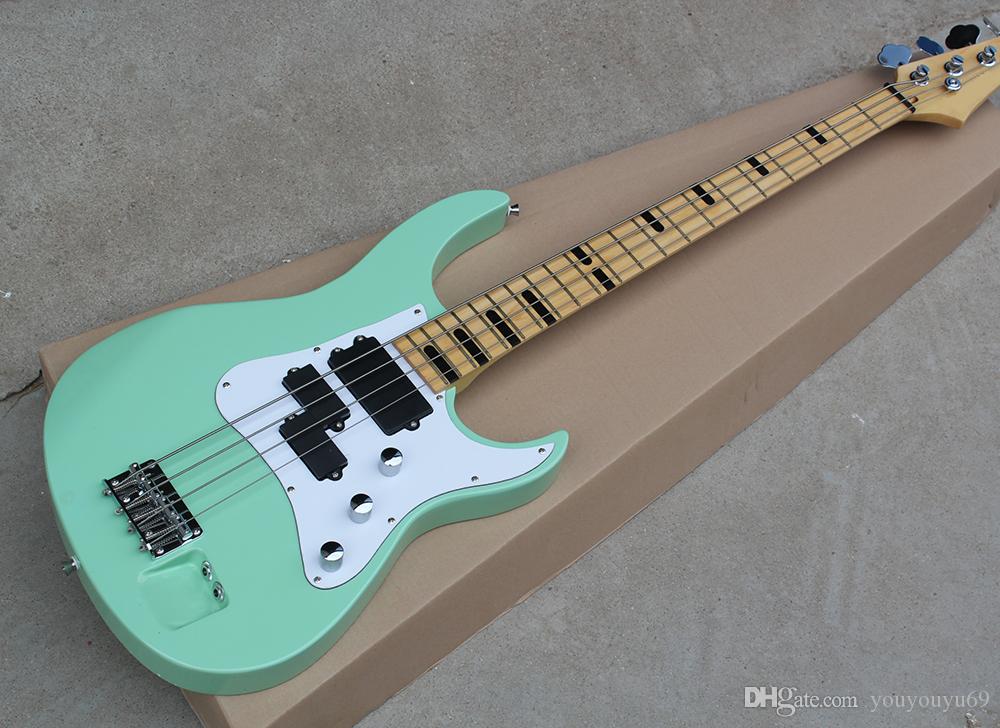 Custom factory wholesale discount price, 4-string bass electric guitar with white Pickguard, Maple fingerboard, Chrome hardware, custom serv